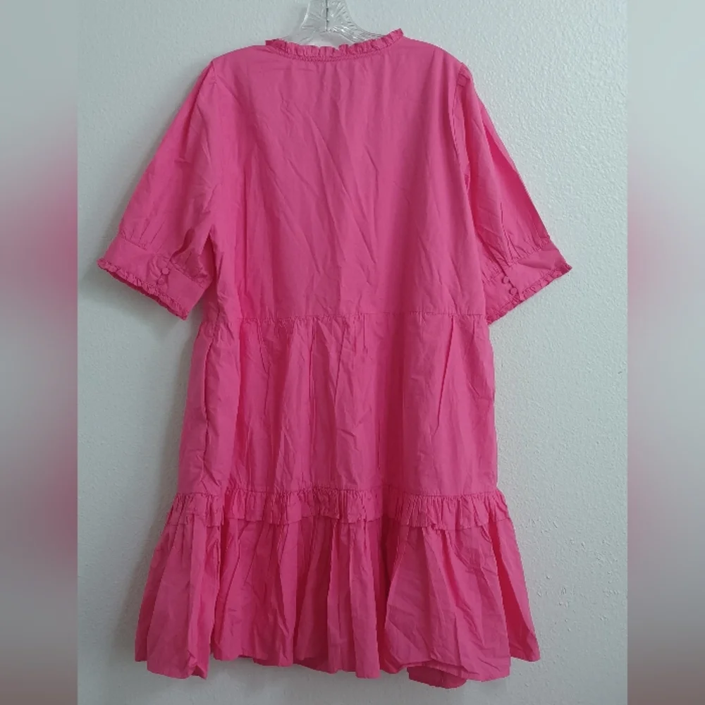 J. Crew Hot Pink Ruffle Tiered Mini Dress